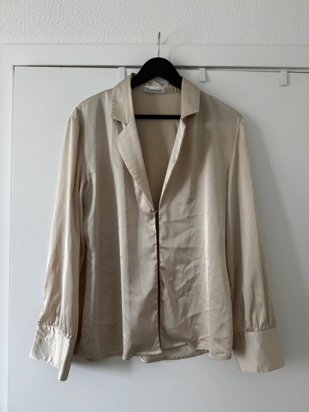 Rumored Champagne Silk Blouse and Skirt Set - Small
